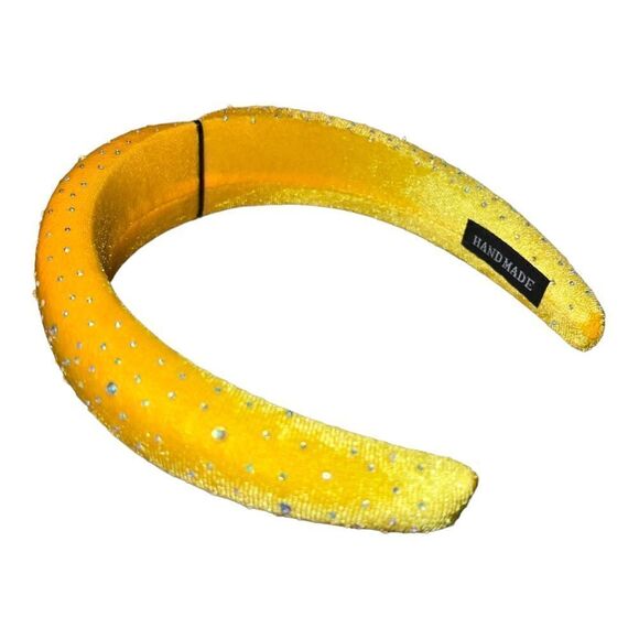 INC International Concepts Crystal-Studded Padded Headband Yellow NWT - Picture 3 of 5